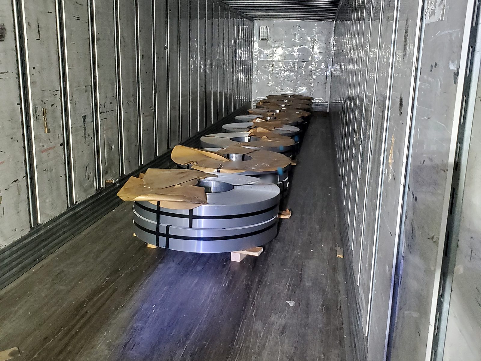 Van trailer load of aluminum coils